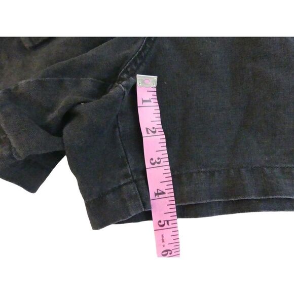 Eddie Bauer 100% Linen Black Pull On Drawstring Cargo Shorts Size XL Casual - Picture 6 of 8